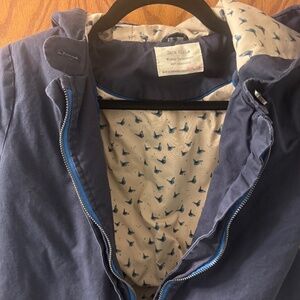 Zara Girls Navy Hooded Jacket | Butterfly Print Lining | 11/12